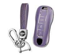 KUNIO Car Key Fob Cover fit for Porsche fit for Panamera 971 Cayenne 9YA fit for Macan 911 Carrera GT Taycan Boxster Key Cover TPU Key Cover Case Keychain Keyring Key Case A Purple