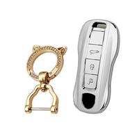 KUNIO Car Key Fob Cover fit for Porsche fit for Panamera 971 Cayenne 9YA fit for Macan 911 Carrera GT Taycan Boxster Key Cover TPU Key Cover Case Key Holder Key Case B White
