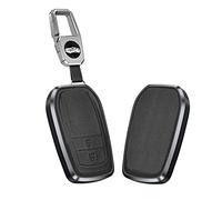 KUNIO Car Key Fob Cover fit for Toyota Yaris Cross Harrier Hilux Land Cruiser 200 Series Mirai Mark X 250G Aluminium Alloy Leather Car Key Case Key Fob Key Cover Case 2 Buttons Black