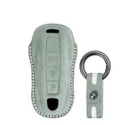 KUNIO Car Key Shell Key Cover Fits for Porsche 911 Carrera 911 Turbo S 911 GT3 Panamera 971 Turbo S Taycan Cross Turismo Keychain Leather Key Box Key Case Grey-Green