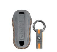 KUNIO Car Key Shell Key Cover Fits for Porsche 911 Carrera 911 Turbo S 911 GT3 Panamera 971 Turbo S Taycan Cross Turismo Keychain Leather Key Box Key Case Dark Grey