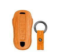 KUNIO Car Key Shell Key Cover Fits for Porsche 911 Carrera 911 Turbo S 911 GT3 Panamera 971 Turbo S Taycan Cross Turismo Key Fob Leather Key Box Key Case Orange