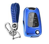 KUNIO Flip Car Key Fob Cover fit for Hyundai i20 i30 i35 iX20 iX35 Accent fit for Kia Picanto Sportage K5 Key Case Key Cover TPU Key Case Key Chain Key Cover Case 3 Buttons A Blue