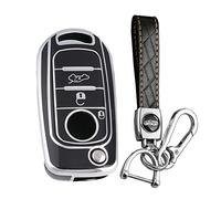 KUNIO Flip Key Fob Cover fit for Fiat Tipo Toro Nuovo Freedom 500X Doblo Argo Grazie Egea Car Key Case Key Cover TPU Key Cover Case Key Cover A Black