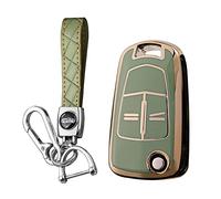 KUNIO Flip Key Fob Cover fit for Opel Corsa Astra J Vectra Zafira Antara Tigra Adam Insignia Mokka Key Cover TPU Car Key Case Key Cover Key Holder Key Chain Green