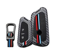 KUNIO for VW Car Key Fob Cover Case Fit for Golf 8 R GTI GTE ID.3 ID.4 2024 2025 Octavia Seat Leon MK4 MK8 Tarraco Skoda 2025 Luminous Effect Carbon Fiber Rubber Key Shell Accessories B Red Blue