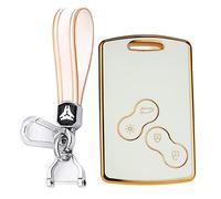 KUNIO Key Card fit for Renault Duster Captur Clio 4 Logan Megane 1 2 3 Koleos Scenic Key Case Key Cover TPU Car Key Case Key Cover Case Key Fob 4 Buttons B White