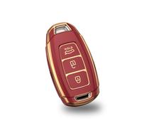 KUNIO Key Case Fits Hyundai Kona / Kona N / I30 / I30 Fastback / i30N 2017-2022, 3 Buttons, A Red, TPU Material, Passenger Car Key Protection