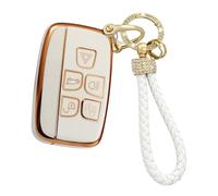 KUNIO Key Case for Discovery 5 2020-up Defender for Range Rover Sport Evoque for Jaguar E-Pace Protection TPU Key Cover Bling Keychain, B White