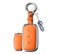 KUNIO Key Case Key Ring Suitable for Geely EX5 E5 Proton e.Mas 7 Galaxy Starship E8 L7 L6 Starry 8 2025 2026 Car Key Case 3 Buttons Key Cover Suede Protective Case A Orange