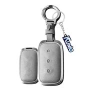 KUNIO Key Case Key Ring Suitable for Geely EX5 E5 Proton e.Mas 7 Galaxy Starship E8 L7 L6 Starry 8 2025 2026 Car Key Case 3 Buttons Key Cover Suede Protective Case A Grey