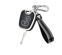 KUNIO Key Cover fit for Peugeot 106 107 206 207 306 307 406 407 fit for Citroen C1 C4 Key Cover Case Key Cover TPU Flip Key Fob Cover Keychain Keyring Key Case B Black