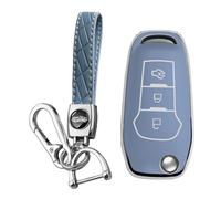 KUNIO Key Cover fit ford Focus MK2 Mondeo Ka Mustang Fiesta Galaxy Kuga Fusion Key Cover TPU Flip Car Key Case Key Fob Key Protection 3 Buttons A Grey