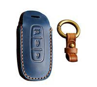 KUNIO Key Cover for Nissan Qashqai Altima Teana Ariya 2022 2023, 3 Buttons, Blue Leather, Scientific Design, Luxury Style, Unisex-Adults