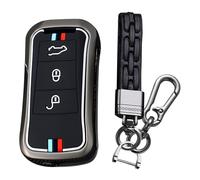 KUNIO Key Cover for Porsche for Cayenne Turbo S GTS V6 V8 for Panamera Carrera GT3 2002-2010 Metal Case Car Key Protection Keychain Gift 4 Buttons B Black