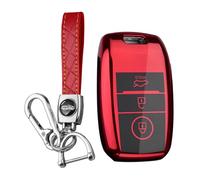 KUNIO Key Cover TPU Key Fob Cover fit for Kia Sportage Rio NIRO Sorento Stonic Ceed 2 Picanto GT Line Picanto X-line Soul K3 KX3 Keyless Key Cover Case Key Fob 3 Buttons A Red