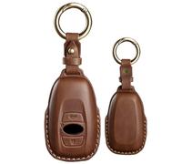 KUNIO Key Fob Cover compatible with Subaru Outback XV Forester S5 E-Boxer Legecy Fits Toyota GR86 Leather Car Key Cover Case Keychain 3 Buttons Brown