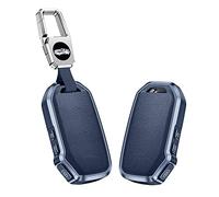 KUNIO Key Fob Cover fit for Kia Ceed CD Sportage 4 GT K3 K5 Optima Cerato Forte Soul 4 NIRO Seltos Aluminium Alloy Leather Car Key Case Key Fob Key Case 3 Buttons Blue