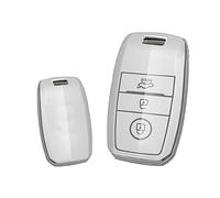 KUNIO Key Fob Cover fit for Kia Sportage Rio NIRO Sorento Stonic Ceed 2 Picanto GT Line Picanto X-line Soul K3 KX3 Keyless Key Cover TPU Key Box 3 Buttons C White