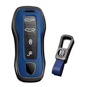 KUNIO Key Fob Cover fit for Porsche 911 971 9YA for Macan for Panamera Boxster Taycan for Cayenne Carrera Keyless Key Protector Metal Key Cover Key Ring Cover B Blue