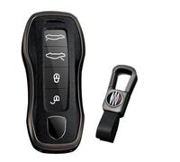 KUNIO Key Fob Cover fit for Porsche 911 971 9YA for Macan for Panamera Boxster Taycan for Cayenne Carrera Keyless Key Protector Metal Key Cover Key Ring Cover B Black