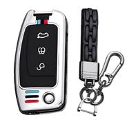 KUNIO Key Fob Cover fit ford Fiesta Focus MK2 C-Max B-Max Eco Sport Escort Tourneo Courier Ecosport key fob cover Metal Cover Key Cover Key Holder Key Case Key Fob A Silver