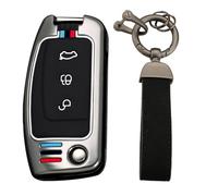 KUNIO Key Fob Cover, Keychain for Ford Fiesta, Focus, MK2, Escort, Mondeo, C-Max, B-Max, Tourneo Courier, Ecosport, Eco Sport, Zinc Alloy, B Black