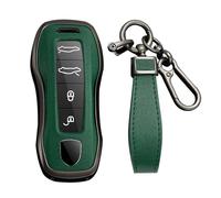 KUNIO Keyless Car Key Case fit for Porsche 911 971 9YA for Macan for Panamera Boxster Taycan for Cayenne Carrera Protection Metal Key Holder Keychain Key Ring Cover cover A Green