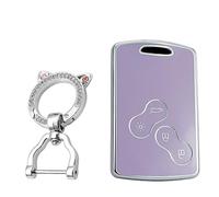 KUNIO Keyless Key Card fit for Renault Clio 5 Sandero Stepway Logan Arkana Captur Kadjar Key Case Key Cover TPU Keychain Key Cover Key Case Keyring C Purple