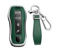 KUNIO Keyless Key Case fit for Porsche 911 971 9YA for Macan for Panamera Boxster Taycan for Cayenne Carrera Key Cover Case Metal Key Cover Key Ring Cover A Silver Green