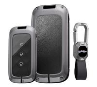KUNIO Leather Car Key Fob Cover Case Compatible with Baojun 510 730 360 560 RS-5 Wuling Hongguang S Chevy Aveo Trax Groove Captiva 2024 2025 Zinc Alloy Key Holder Accessories Black-Short Keychain