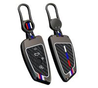 KUNIO Luminous Effect Key Fob Cover Fit for BMW 2 3 5 6 7 Series Zinc Alloy Key Case, 4 Button a Black, Medium