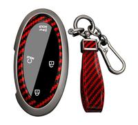 KUNIO Metal Case for Hyundai Ioniq 6 KONA Azera Santa Fe Hybrid Elantra Tucson Sonata 2023-2025, 5/7 Buttons, A Red, Zinc Alloy with Carbon Fiber Pattern, Passenger Car Key Protection