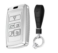 KUNIO PC Car Key Fob Cover Case Fit for LR4 Discovery 5 Sport Range Rover Velar Freelander2 Jaguar XE XF F-Pace Key Protective Cover Keychain Key Holder 5 Button B White