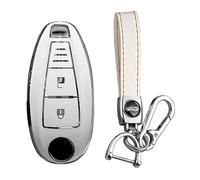 KUNIO TPU Car Key Fob Cover Case Fit for Suzuki Swift Ignis Grand Vitara Scorss XL7 Baleno Jimny Kizashi Key Protective Cover Keychain Key Fob Shell Accessories 3 Button A White