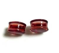 KUNIU Acrylic Red Liquid Blood Double Flare Ear Tunnels Plugs Stretcher Gauge, 0g-7/8, 2 Pieces, 00g(10mm), Titanium, cz