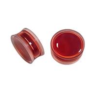 KUNIU Acrylic Red Liquid Blood Double Flare Ear Tunnels Plugs Stretcher Gauge, 0g-7/8, 2 Pieces, 9/16''(14mm), Titanium, cz