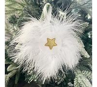 Kunjocy 10 Pcs White Feather Christmas Star Hanging Ornaments for Xmas Wedding Baby Shower Party Decoration Supplies (10)