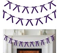 Kunjocy 10ft/3m Christmas Velvet Bow Garland, Vintage Christmas Bow Garland Banners Rustic Velvet Bow Decor with 13 5×7 Inch Bows Connected by Thin Webbing for Xmas Tree Fireplace Staircase (Purple)