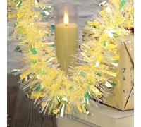 Kunjocy 10M/32.8Ft Chunky Christmas Tinsel Garland, Christmas Tinsel Metallic Twist Tinsel Christmas Tree Tinsel Decorations Thick Hanging Decoration for Xmas Tree Doorway Window Decor (Gold)