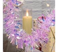 Kunjocy 10M/32.8Ft Chunky Christmas Tinsel Garland, Christmas Tinsel Metallic Twist Tinsel Christmas Tree Tinsel Decorations Thick Hanging Decoration for Xmas Tree Doorway Window Decor (Purple)