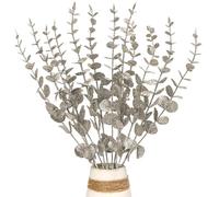 Kunjocy 12 Pcs Christmas Glitter Leaves, 37cm Shiny Eucalyptus Stems Sparkling Eucalyptus Branches Stems Glitter Foliage Decor for Xmas Tree Vase fillers Party Home Holiday Ornament (Champagne)