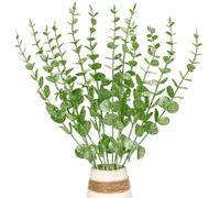Kunjocy 12 Pcs Christmas Glitter Leaves, 37cm Shiny Eucalyptus Stems Sparkling Eucalyptus Branches Stems Glitter Foliage Decor for Xmas Tree Vase fillers Party Home Holiday Ornament (Green)