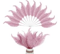 Kunjocy 12 Pieces Christmas Tree Feathers Decorations Artificial Glitter Leaves Picks Christmas Giant Baubles Ornament for DIY Accessories Christmas Tree Flower Arrangements Wreath Garland (Pink)