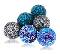 Kunjocy 6 Pieces Decorative Glass Balls 2.4" Small Mosaic Sphere Decorative Orbs Centerpiece Balls for Bowls, Vases, Dining Table Decor, Diameter 2.4 Inches (A, 6)
