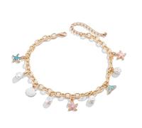 KunJoe Charm Necklace for Women Seashell Shell Necklace Chunky Gold Necklace Bracelet Conch Starfish Charm Neckalce Mermaid Costume Jewelry Beach Jewelry for Women, Metal, alloy