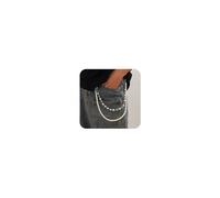 KunJoe Layered Pants Wallet Chain for Men Women Rhinestone Flower Pearl Wallet Chain for Women Fashion Street Pocket Jeans Chains Keychain Punk Jewelry