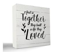 kunlisa and so Together They Built a Life They Loved Wood Box Sign,Love Signs for Home Decor,Rustic Wooden Sign Farmhouse Decoration for Home Living Room Bedroom,5x5 Inch