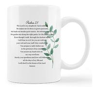 kunlisa Christian Mug, 11oz Ceramic Coffee Mug, PSALM 23 The Lord is My Shepherd Bible Verses, Christian Faith Gift, Wedding, Birthday, Christmas