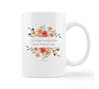 kunlisa Christian Mugs for Women - Inspirational Christian Gifts for Women Faith, 1 Peter 5:7, Bible Verse Scripture Mug, Religious Mug, Bible Verse Gifts for Women, Floral Ceramic Coffee Mug 11 oz.